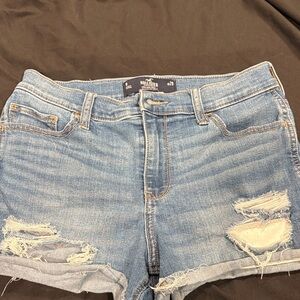 Hollister Women's Distressed Light Blue Jean Shorts Sz 9